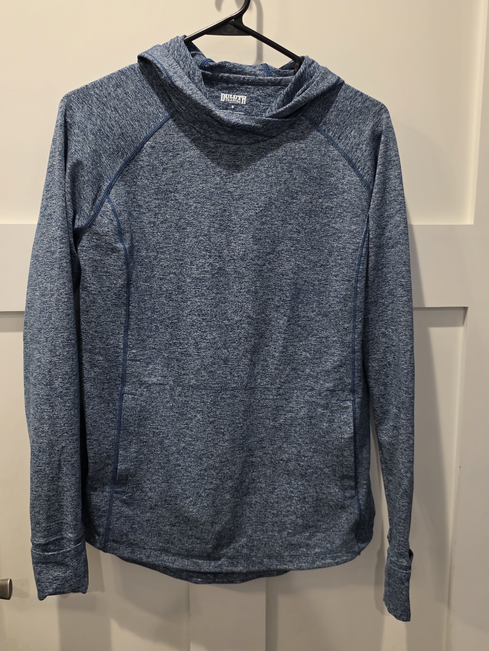 Duluth Trading Women's NoGA Plushcious Hoodie Heathered Blue Small Hiking